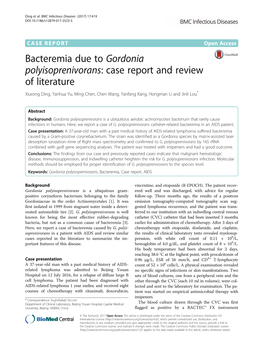 Bacteremia Due to Gordonia Polyisoprenivorans: Case Report And