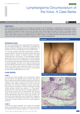 Lymphangioma Circumscriptum of the Vulva- a Case Series Dermatology Section
