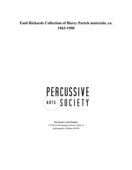 Emil Richards Collection of Harry Partch Materials, Ca. 1963-1998