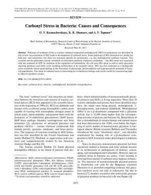 Carbonyl Stress in Bacteria: Causes and Consequences
