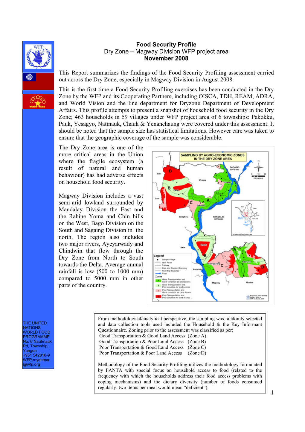 1 Food Security Profile Dry Zone – Magway Division WFP Project Area