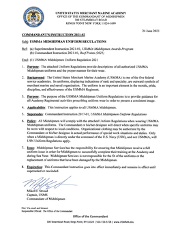 Midshipman Uniform Regulations 2021