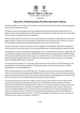 Berry Bros. & Rudd Launches the Wine Merchant's Glasses