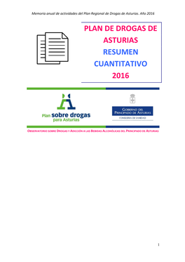 Plan De Drogas De Asturias Resumen Cuantitativo 2016
