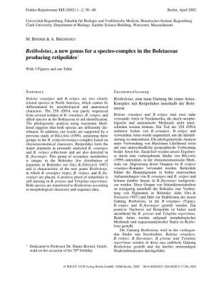 Retiboletus, a New Genus for a Species-Complex in the Boletaceae Producing Retipolides1