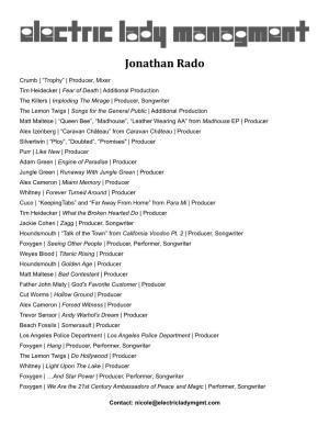 Jonathan Rado Discography