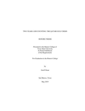 THE QATARI GULF CRISIS HONORS THESIS Presented to the Honors