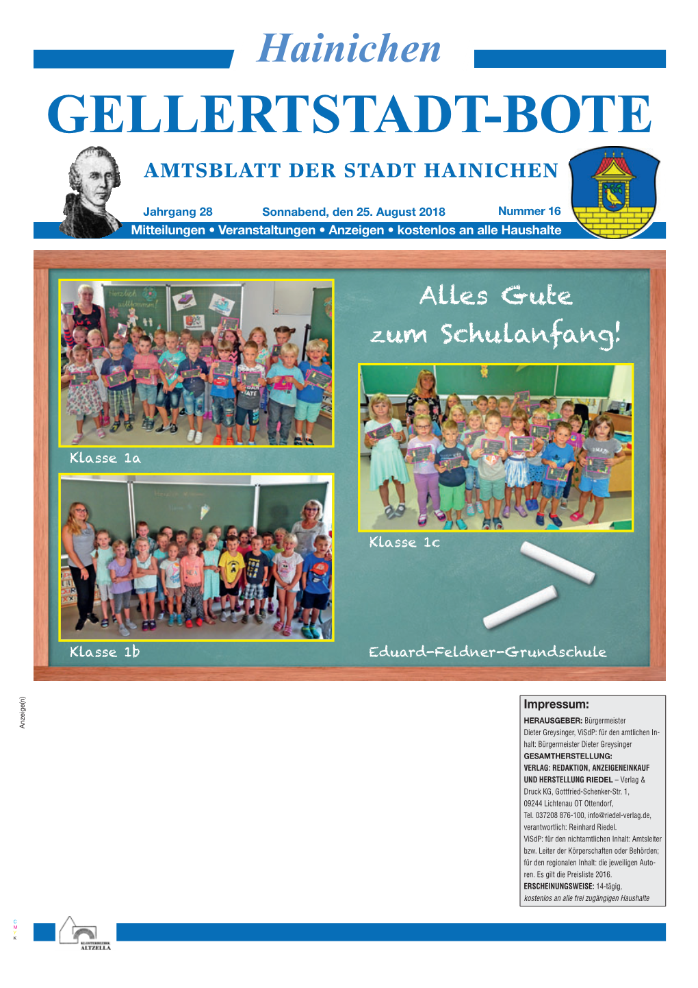 Gellertstadt-Bote Amtsblatt Der Stadt Hainichen