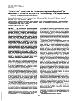 Substrates for the Enzyme Trypanothione Disulfide Reductase