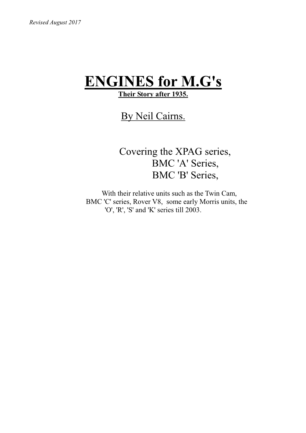 ENGINES for M.G's an Engine