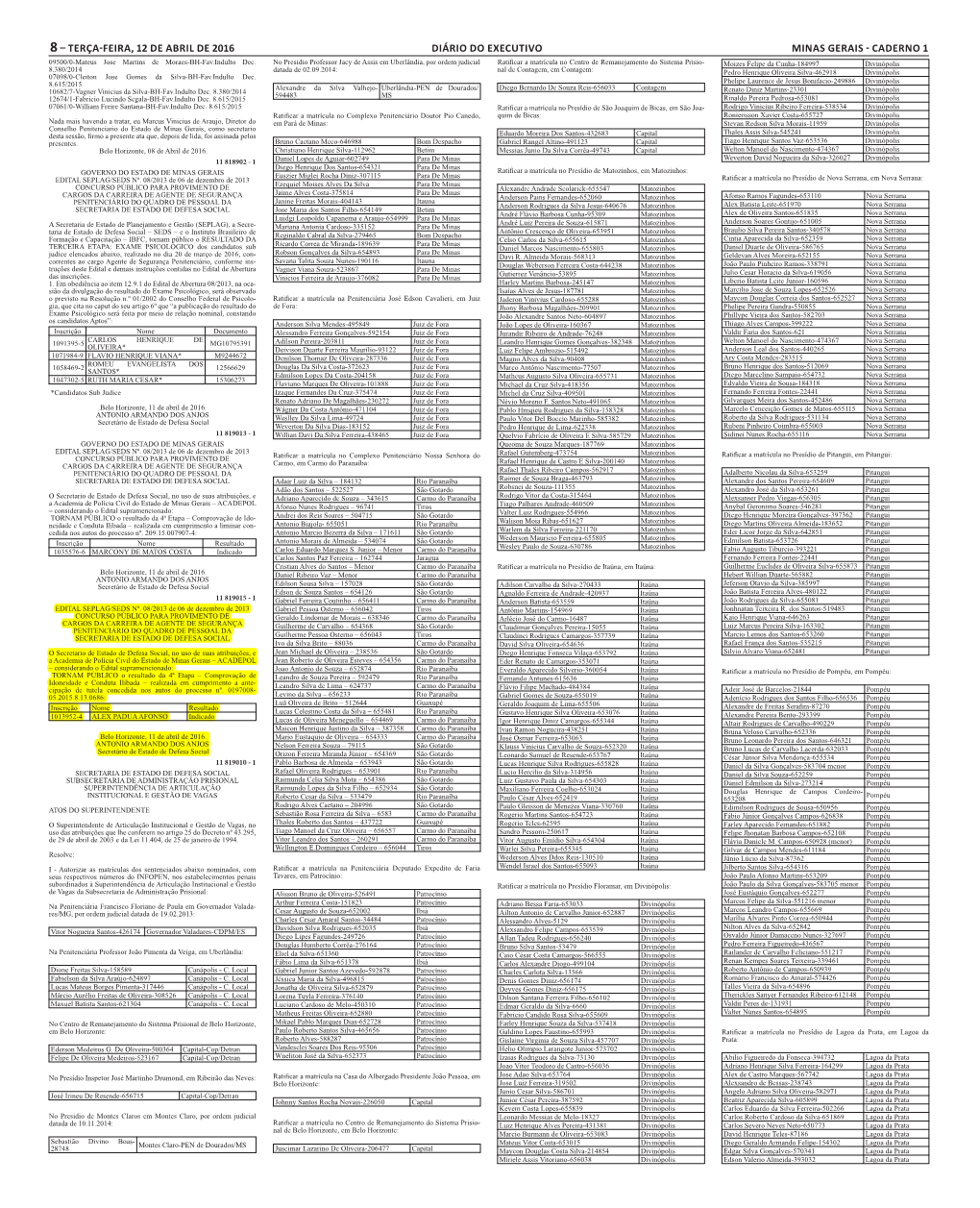 Caderno 1 09500/0-Mateus Jose Martins De Moraes-BH-Fav .Indulto Dec