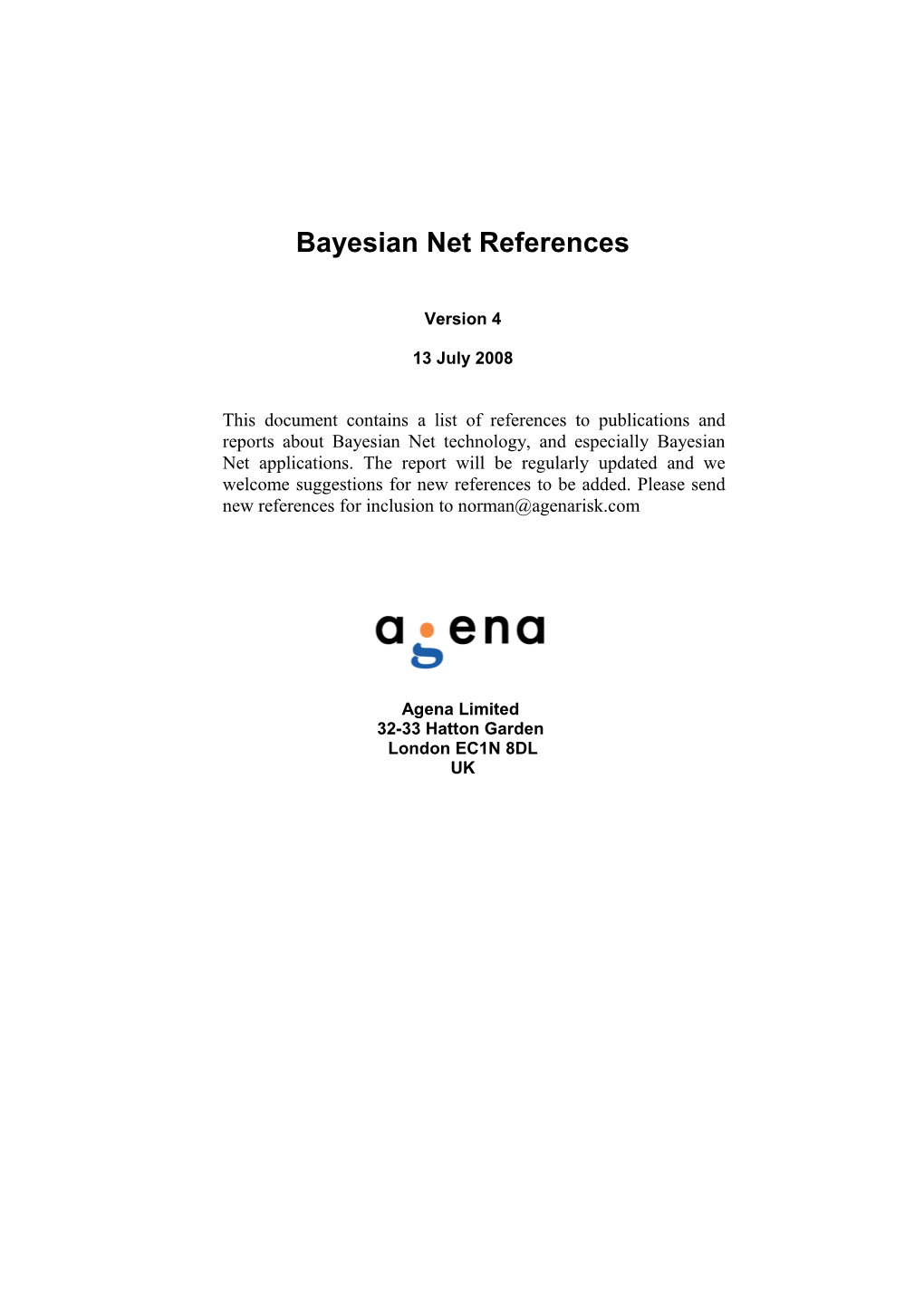 Bayesian Net References