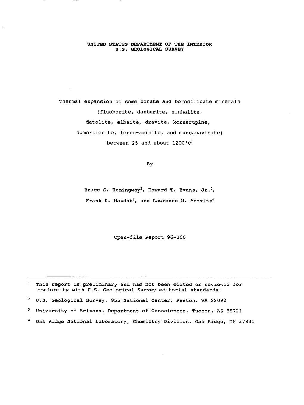 Thermal Expansion of Some Borate and Borosilicate Minerals (Fluoborite