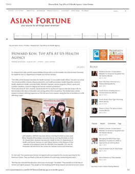 7/23/13 Howard Koh, Top APA at US Health Agency | Asian Fortune Www