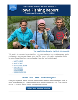 Urban Trout Lakes - Fun for Everyone Grab Your Neighbors, Friends and Kids and Experience the Thrill of Trout Fishing This Fall at an Urban Trout Lake Near You