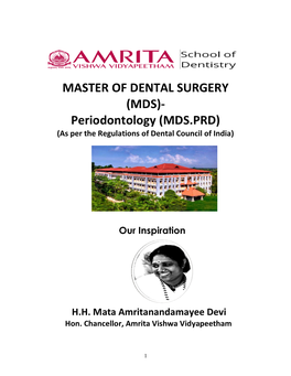MDS)- Periodontology (MDS.PRD) (As Per the Regulations of Dental Council of India