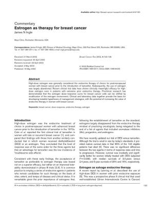Estrogen As Therapy for Breast Cancer James N Ingle