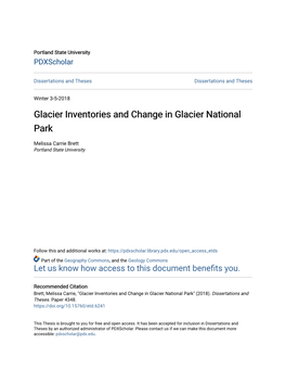 Glacier Inventories and Change in Glacier National Park