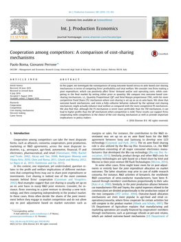 Cooperation Among Competitors a Comparison of Cost-Sharing