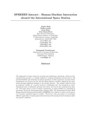 SPHERES Interact - Human-Machine Interaction Aboard the International Space Station