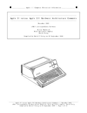Apple II Versus Apple III Hardware Architecture Comments ______