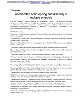 Accelerated Brain Ageing and Disability in Multiple Sclerosis