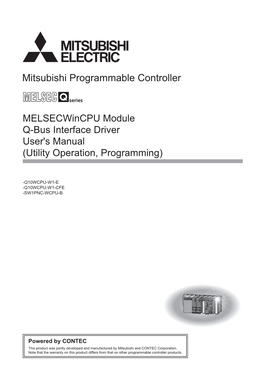 Melsecwincpu Module Q-Bus Interface Driver User's Manual (Utility Operation, Programming)