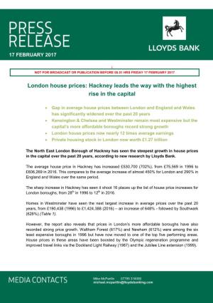 London House Prices: Hackney Leads the Way with the Highest Rise in the Capital