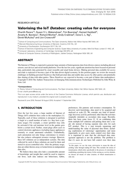 Valorising the Iot Databox: Creating Value for Everyone Charith Perera1*, Susan Y