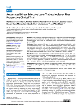 Automated Direct Selective Laser Trabeculoplasty: First Prospective Clinical Trial