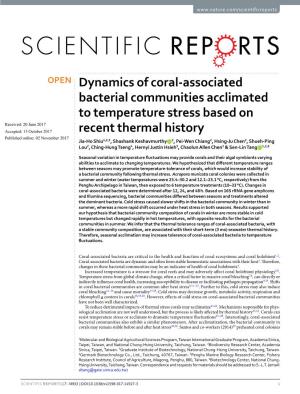 Dynamics of Coral-Associated Bacterial Communities Acclimated To
