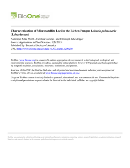 Characterization of Microsatellite Loci in the Lichen Fungus Lobaria