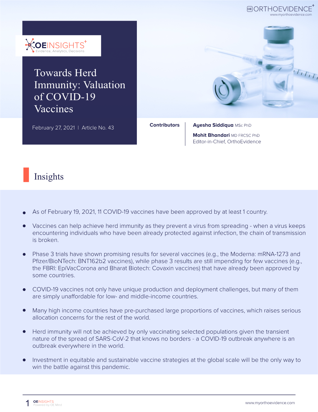 Towards Herd Immunity: Valuation of COVID-19 Vaccines