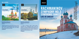 Rachmaninov Symphony No .3 Symphonic Dances Live in Concert 4 0 8 3 4 5 D D