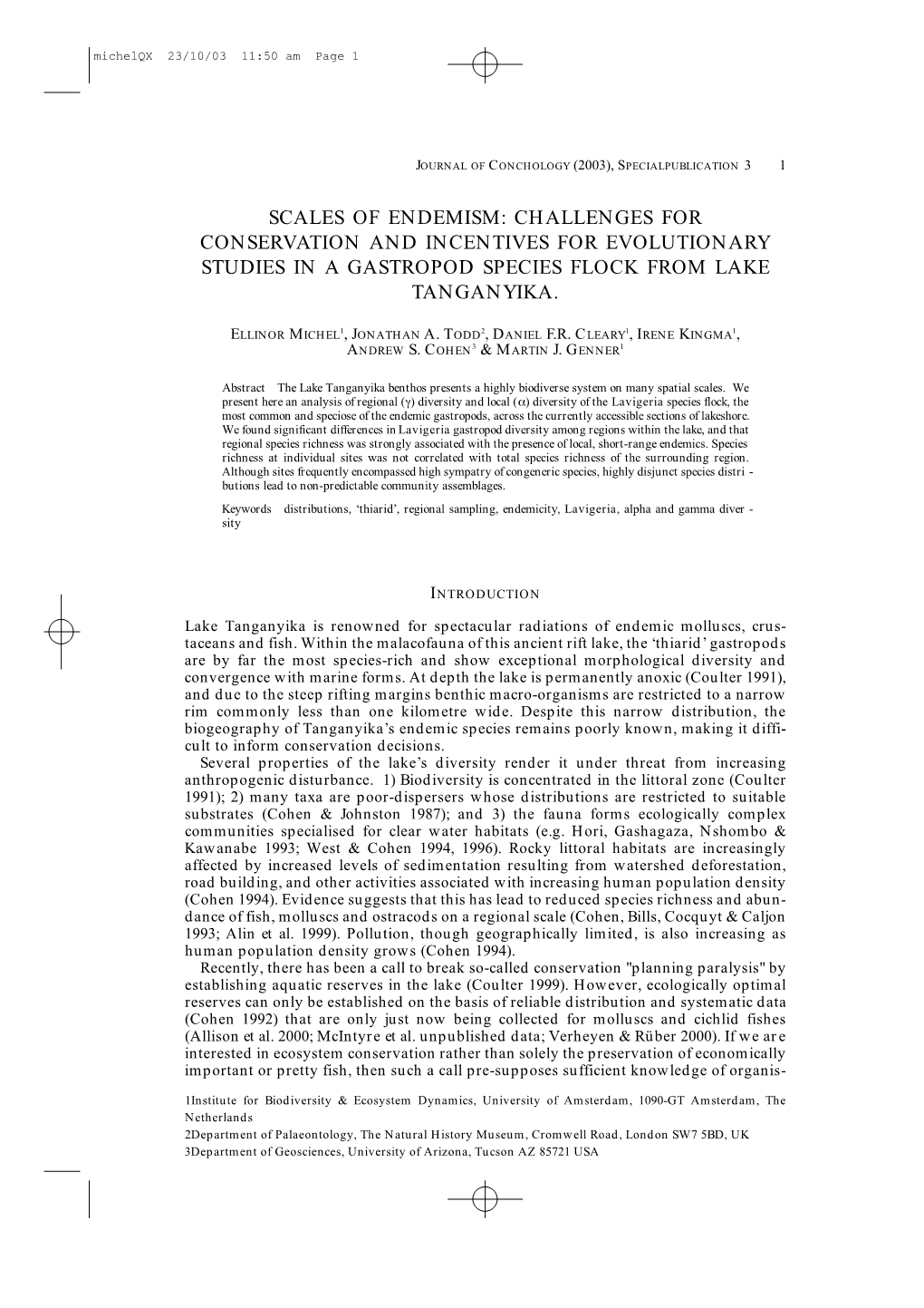 Scales of Endemism: Challenges for Conservation and Incentives for Evolutionary Studies in a Gastropod Species Flock from Lake Tanganyika