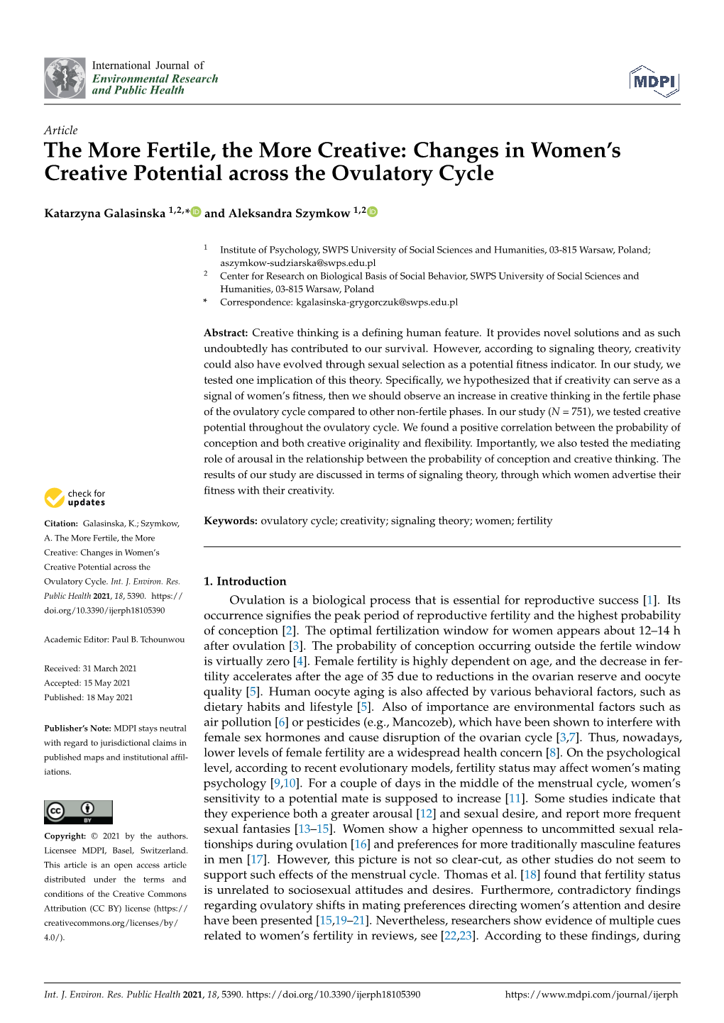 Changes in Women's Creative Potential Across The