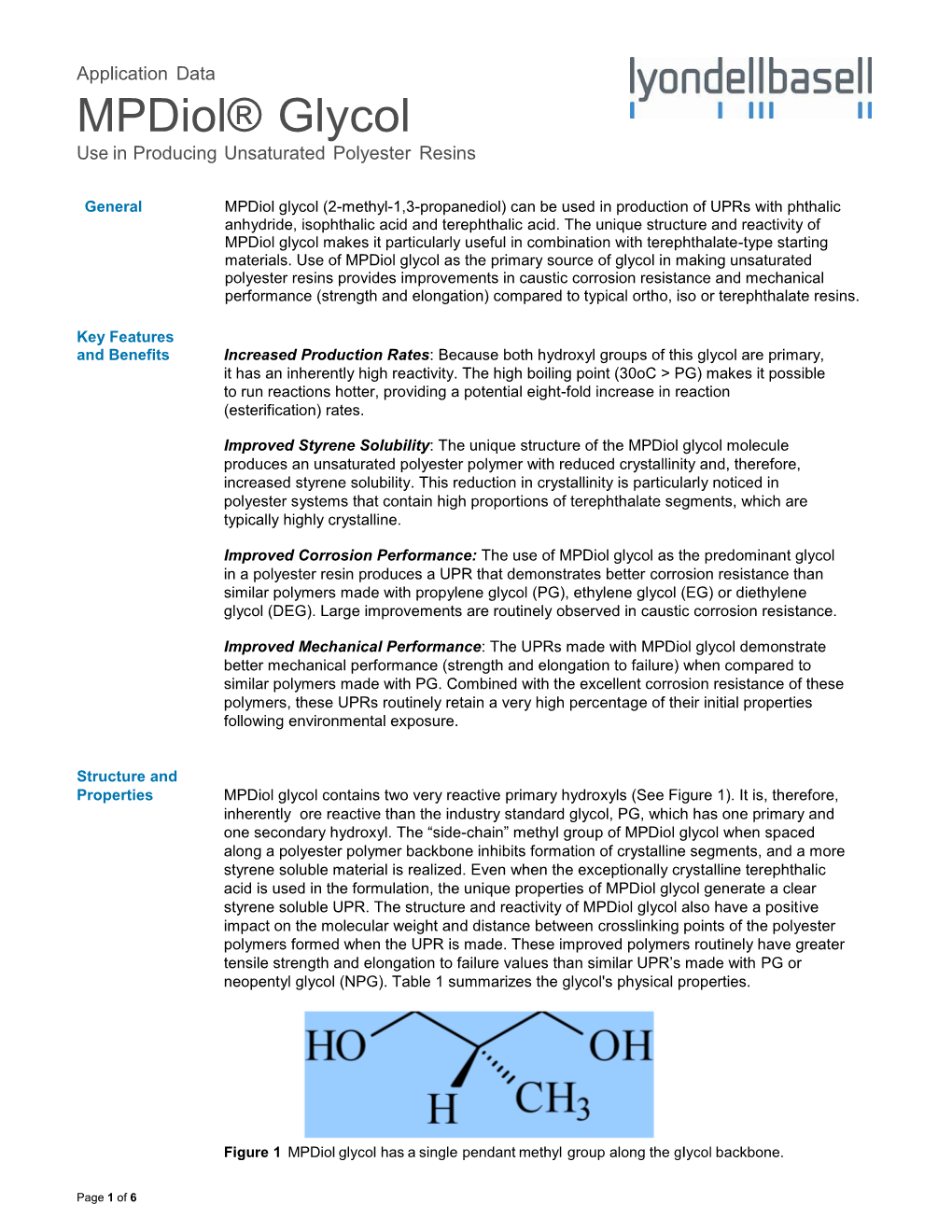 Mpdiol® Glycol Use in Producing Unsaturated Polyester Resins (