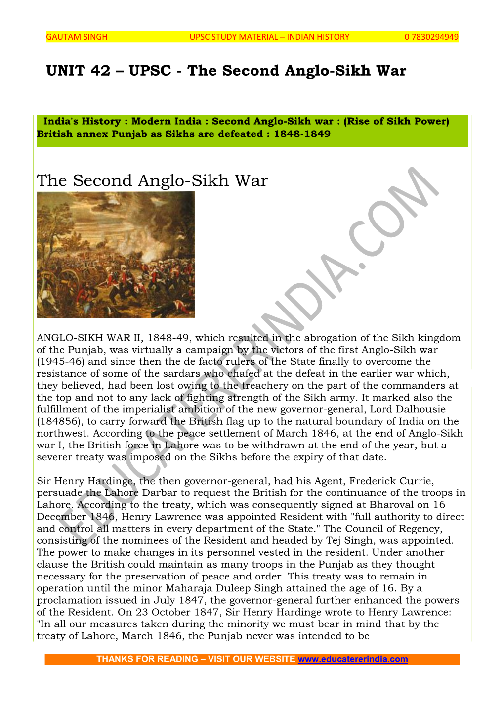 The Second Anglo-Sikh War