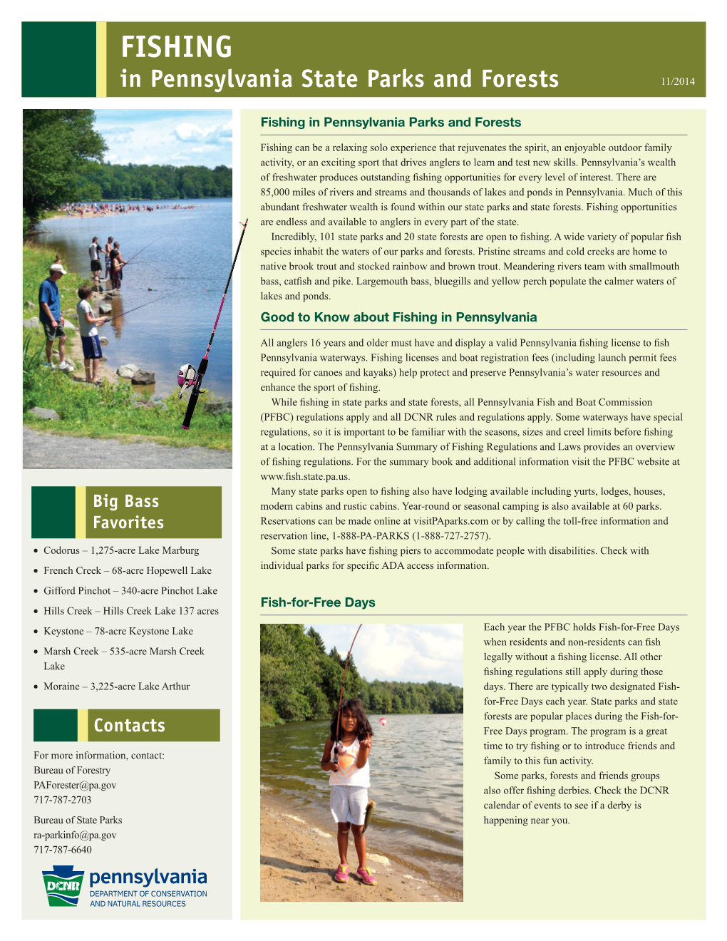 FISHING in Pennsylvania State Parks and Forests 11/2014