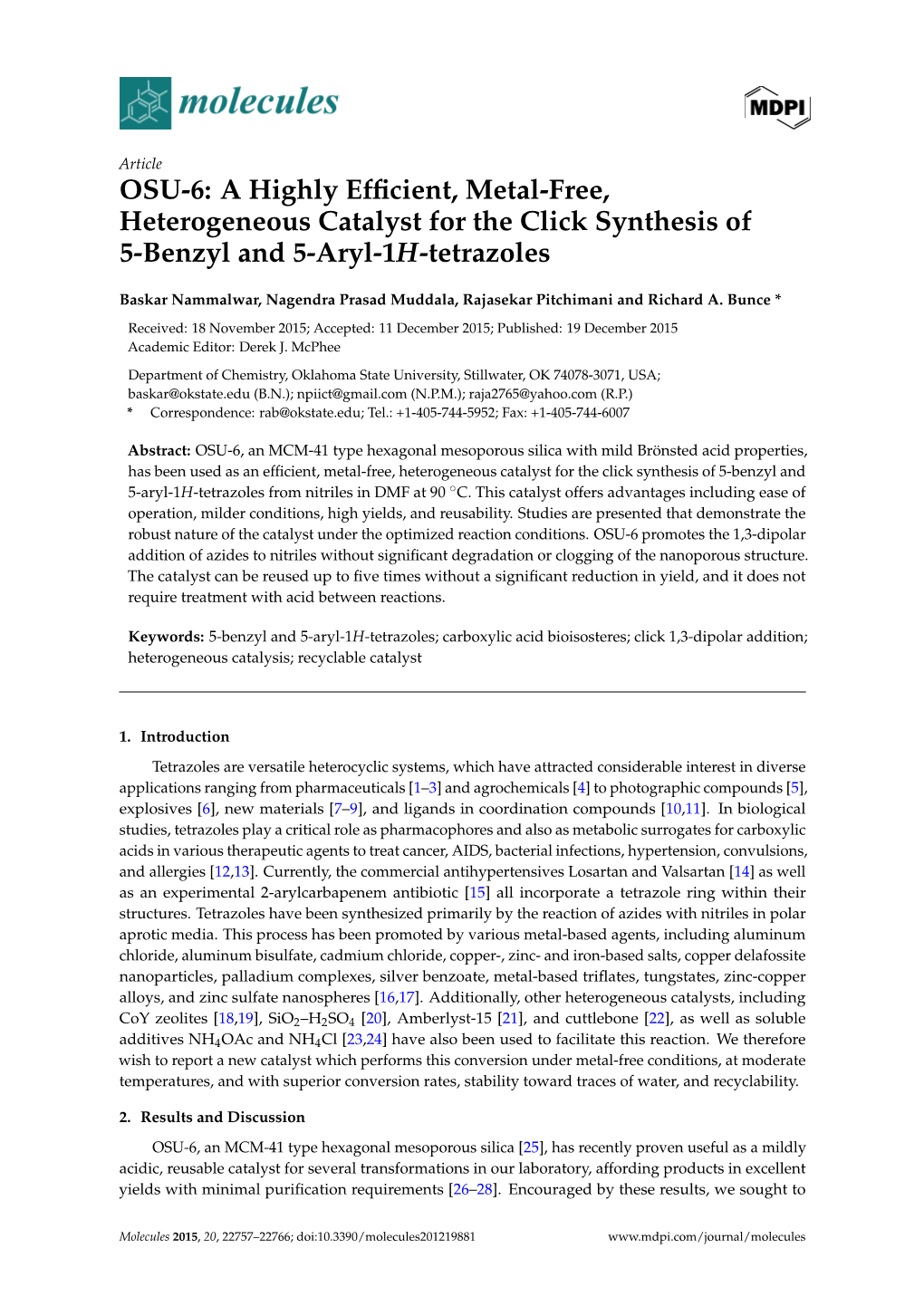 A Highly Efficient, Metal-Free, Heterogeneous Catalyst For