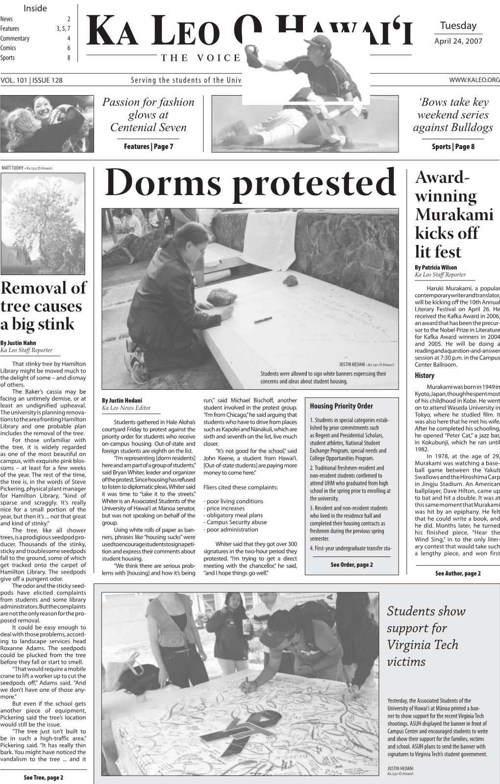 Dorms Protested Winning Murakami Kicks Off