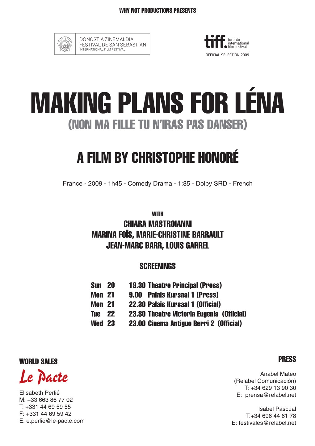 Making Plans for Léna (Non Ma Fille Tu N’Iras Pas Danser)