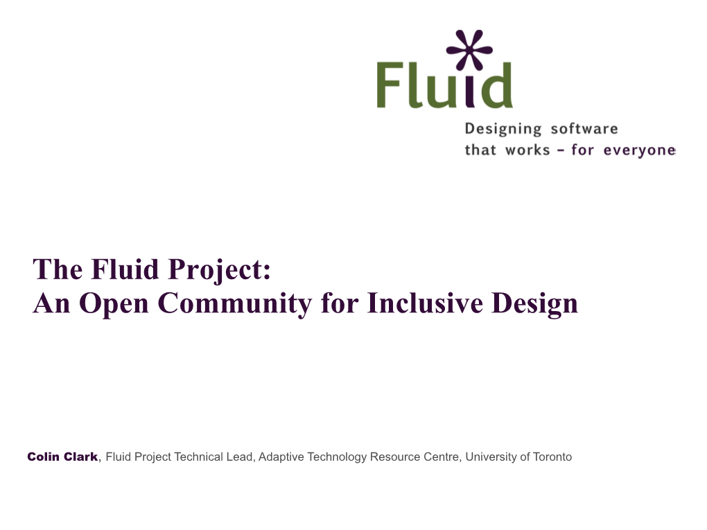 The Fluid Project: an Open Community for Inclusive Design