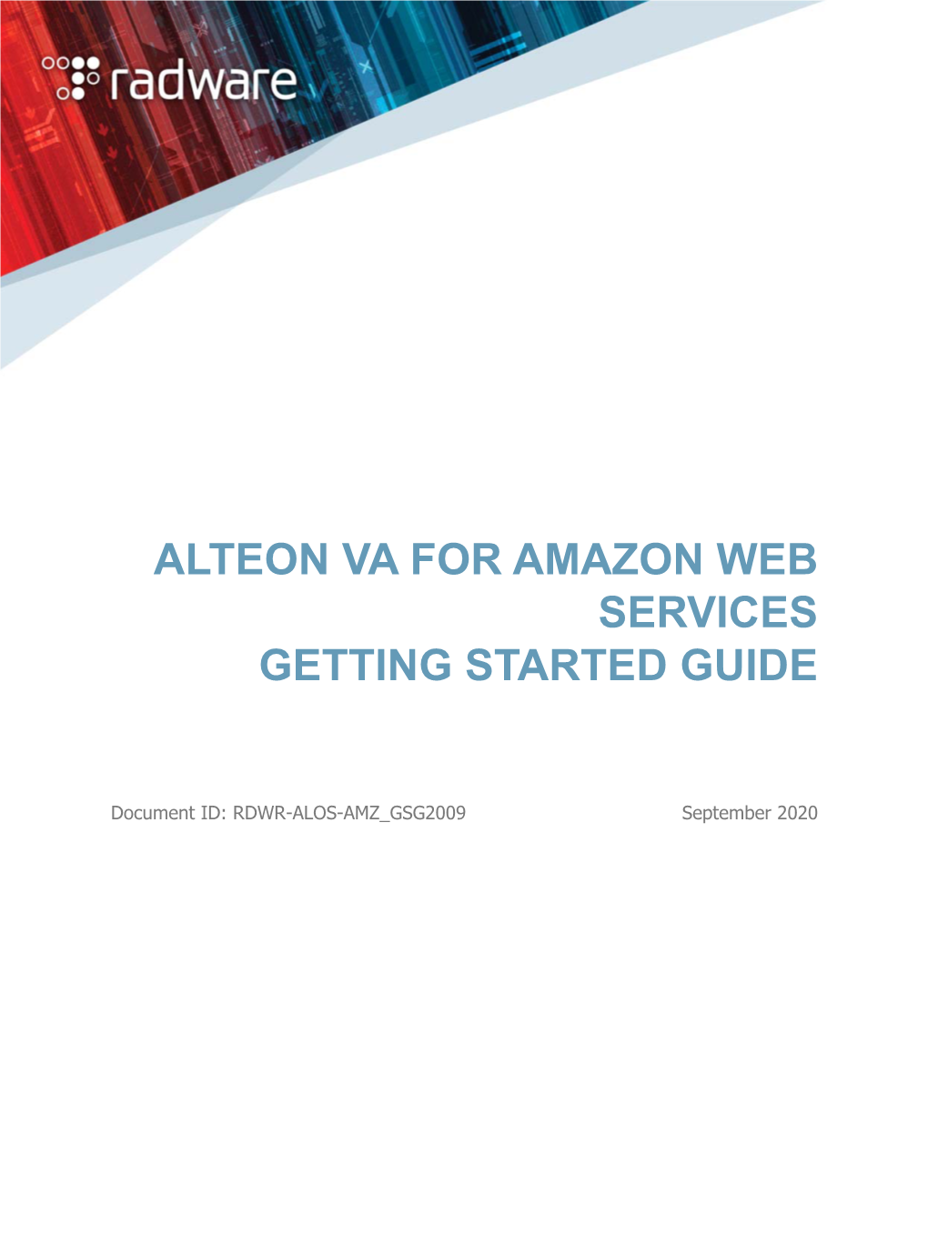 Alteon VA for AWS Getting Started Guide