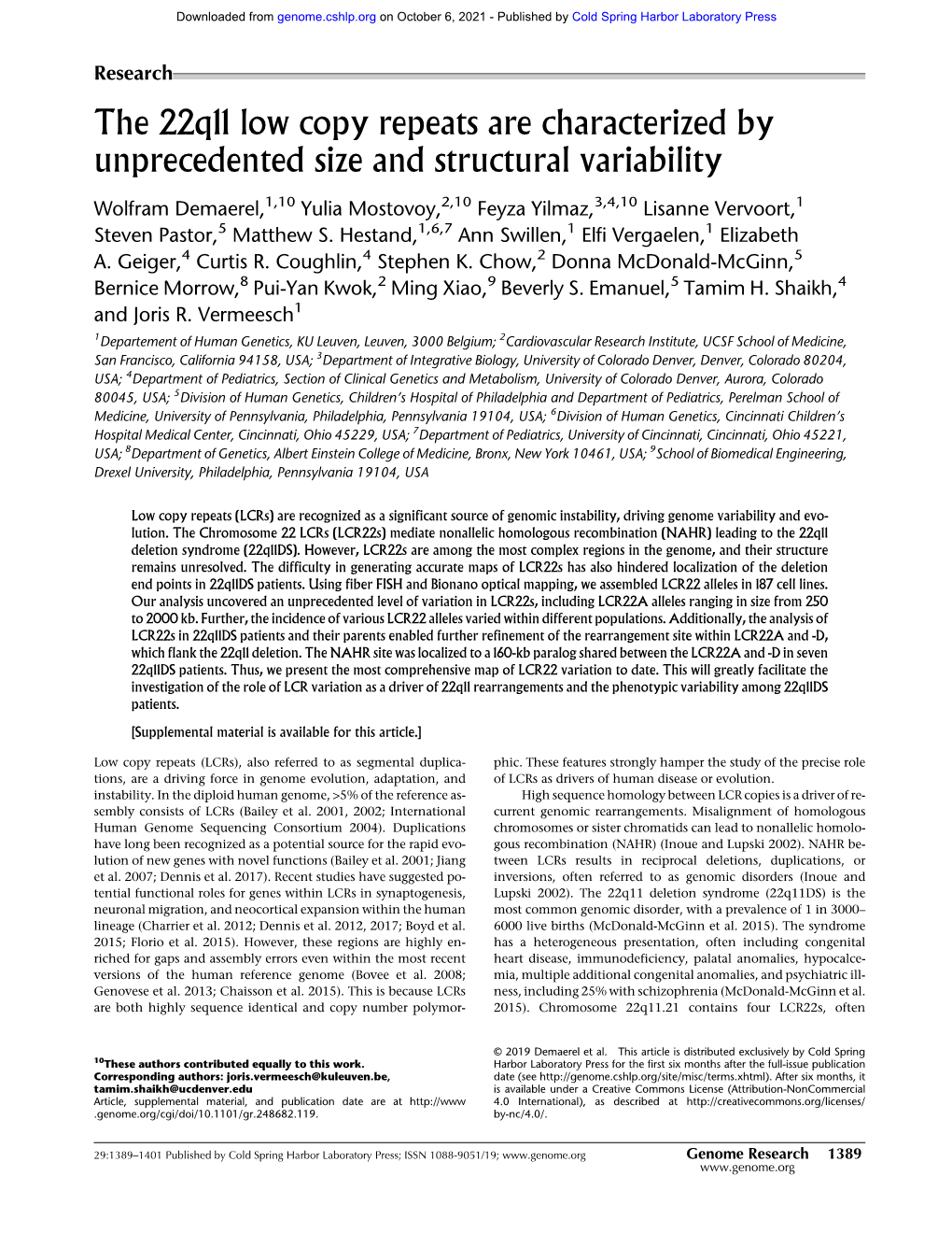 The 22Q11 Low Copy Repeats Are Characterized by Unprecedented Size and Structural Variability