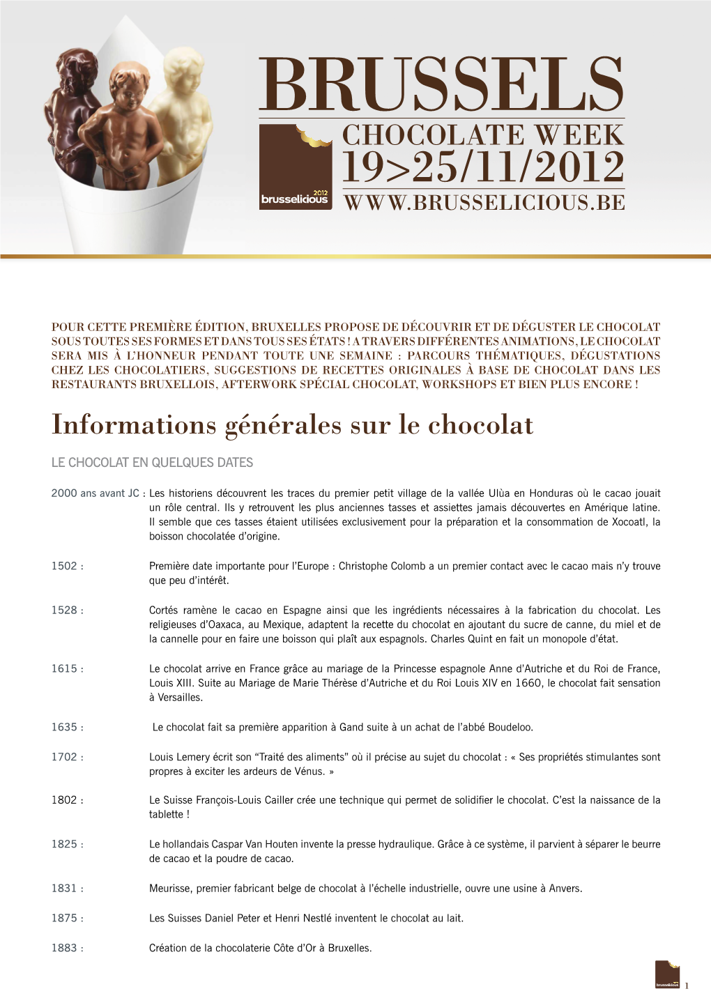 Brussels Chocolate Week 19>25/11/2012