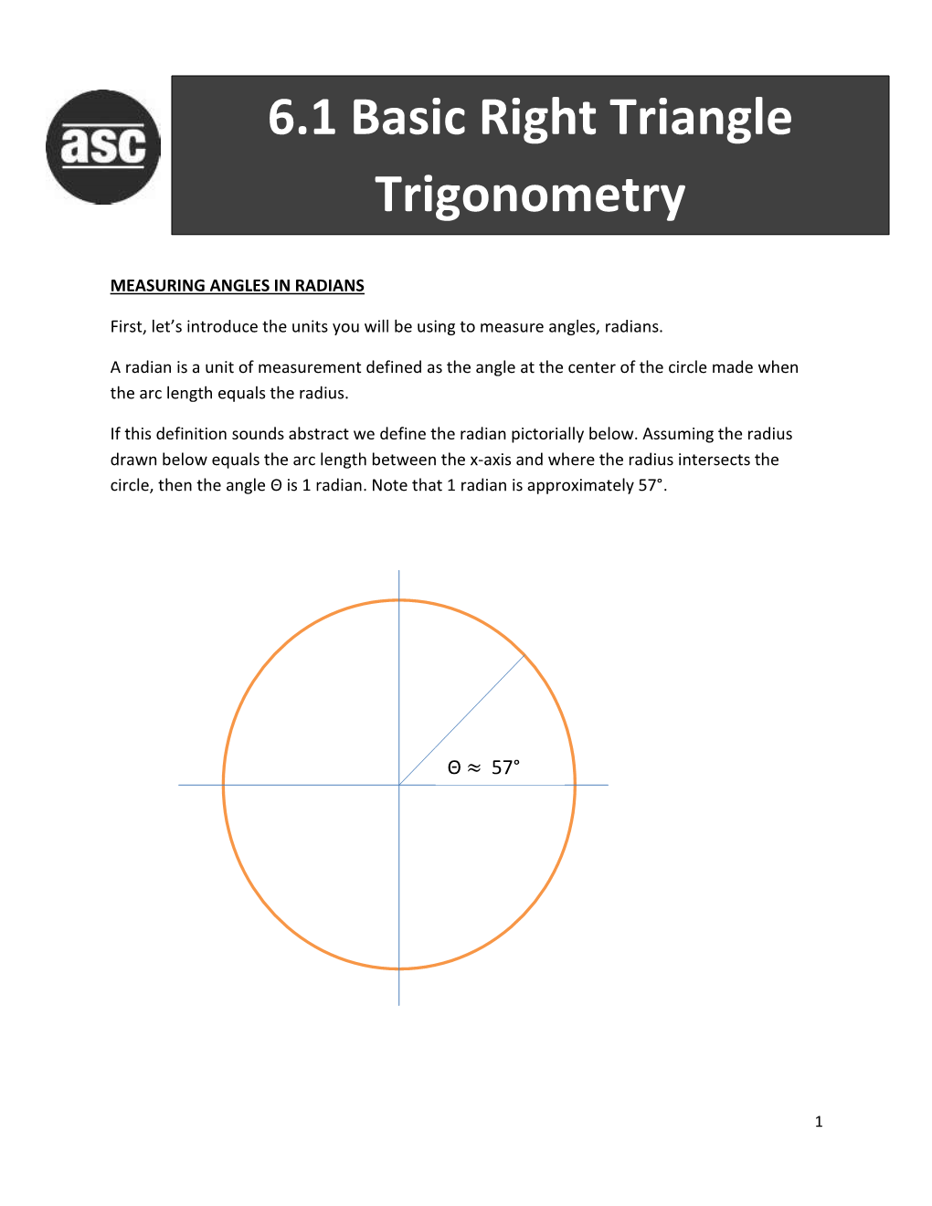 6.1 Basic Right Triangle Trigonometry