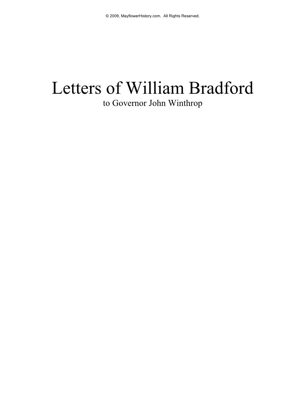 Letters of William Bradford to Governor John Winthrop