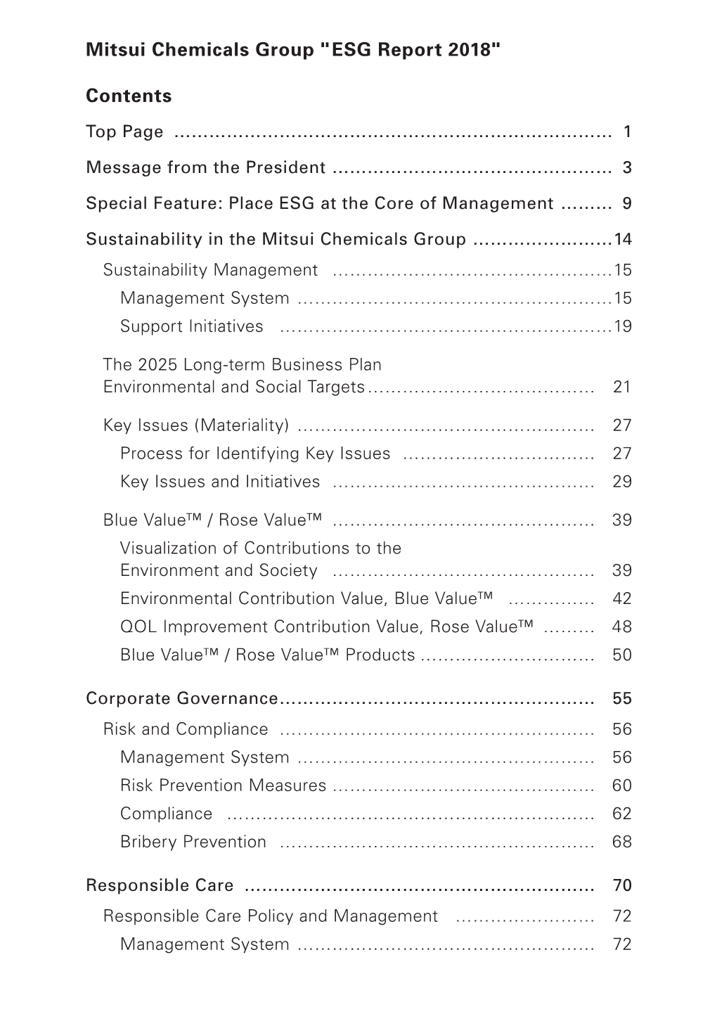 Mitsui Chemicals Group ESG Report 2018（PDF：6.7MB）