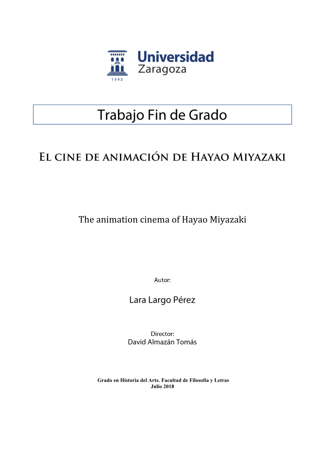 The Animation Cinema of Hayao Miyazaki